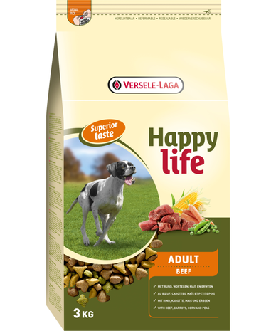 Happy Life Adult met Rund - Hondenvoer - 3kg