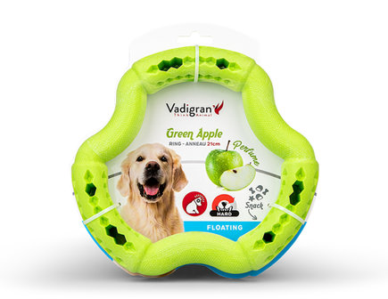 SPEELGOED HOND TPR RING GREEN APPLE 21CM