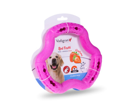 SPEELGOED HOND TPR RING RED FRUTTI 21CM