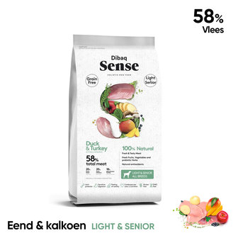 Dibaq Sense Grain Free Eend &amp; Kalkoen (light/senior) 12kg