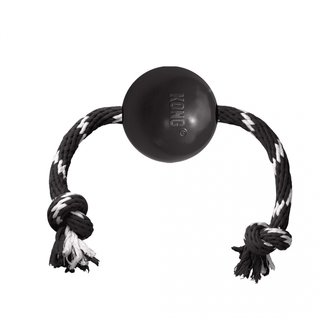 Kong extreme ball w/rope Zwart L