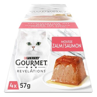 PURINA GOURMET&reg; REVELATIONS&trade; Mousse met Zalm en overgoten met saus 4x57gr