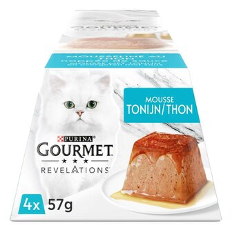 PURINA GOURMET&reg; REVELATIONS&trade; Mousse met Tonijn en overgoten met saus 4x57gr