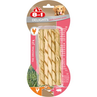 8in1 Delights Pork Twisted Sticks XS - 10st