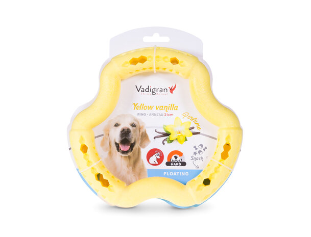 SPEELGOED HOND TPR RING YELLOW VANILLA 21CM