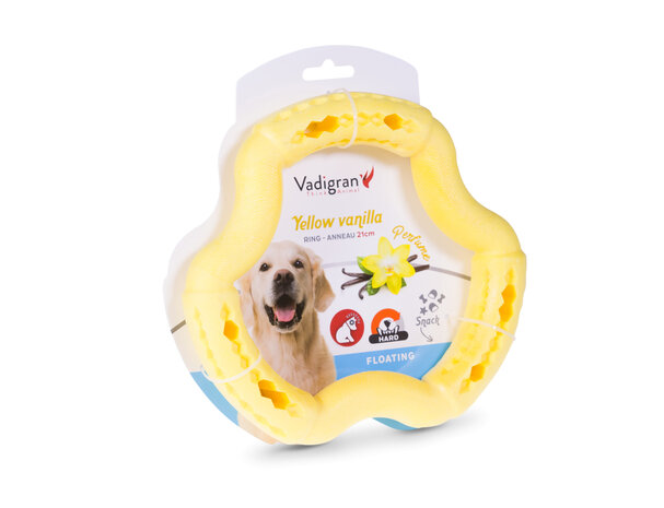 SPEELGOED HOND TPR RING YELLOW VANILLA 21CM