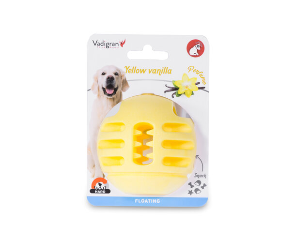 SPEELGOED HOND TPR BAL YELLOW VANILLA 8CM