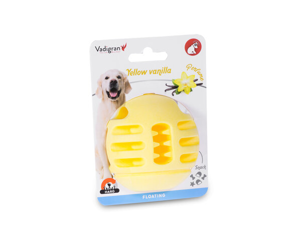 SPEELGOED HOND TPR BAL YELLOW VANILLA 8CM