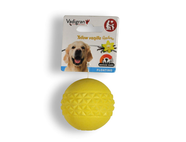 SPEELGOED HOND TPR BAL YELLOW VANILLA 6,4CM