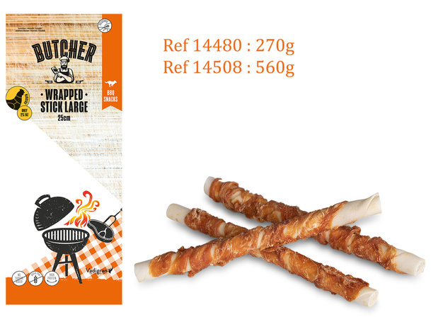 Butcher Chicken Wrapped Stick 25cm - Large