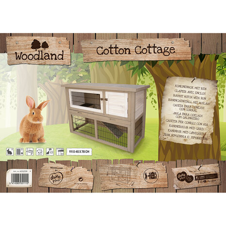 Woodland konijnenhok cotton cottage 111x45x78CM