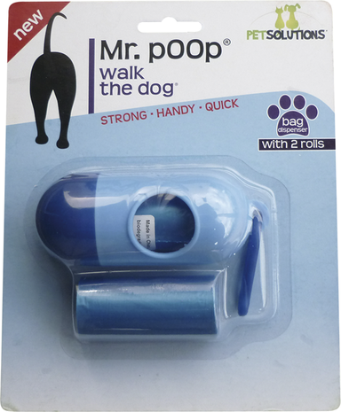 Mr Poop Walk The Dog poepzakhouder - blauw